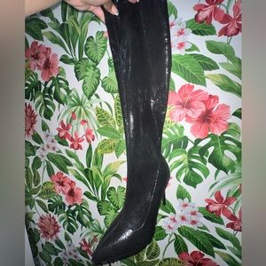 Black faux snake skin boots
